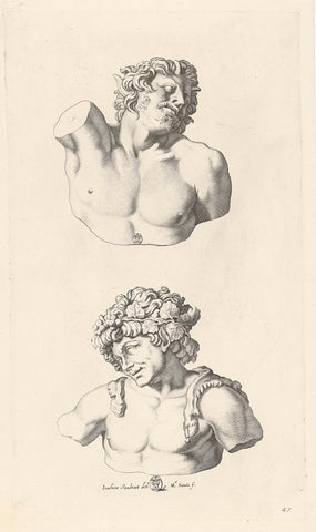 Two sculptures of a faun, Michel Natalis, 1640 Canvas Print