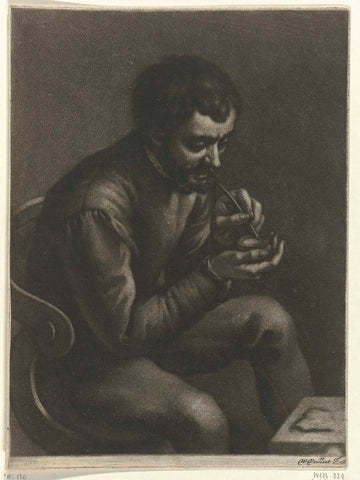 Draughtsman with an inkwell and pen, Wallerant Vaillant, 1658 - 1677 Canvas Print