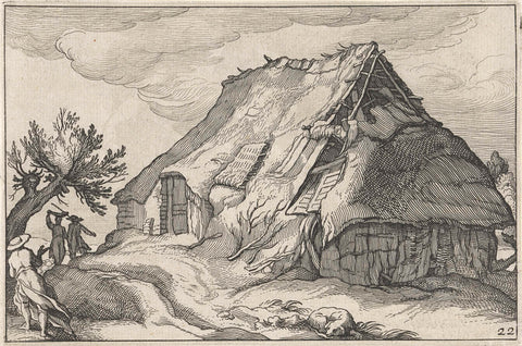 Boerderij met ingestort rieten dak, Claes Jansz. Visscher (II), 1620 Canvas Print