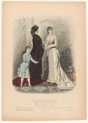 Les Modes de la Saison, Journal illustré de la Famille, 1880, 10th year, No. 2, No. 582: Toilettes de Melles Vidal (...), anonymous, 1880 Canvas Print