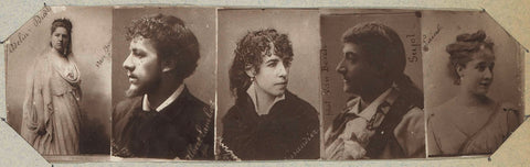 Five portraits of singers and actors: Adelin Diedl, Albert Lambert Fils, Tessandier, Sujol and Lainé, Otto van Bosch, c. 1880 - c. 1900 Canvas Print