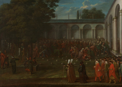 Cornelis Calkoen on his Way to his Audience with Sultan Ahmed III, Jean Baptiste Vanmour, c. 1727 - c. 1730 Canvas Print