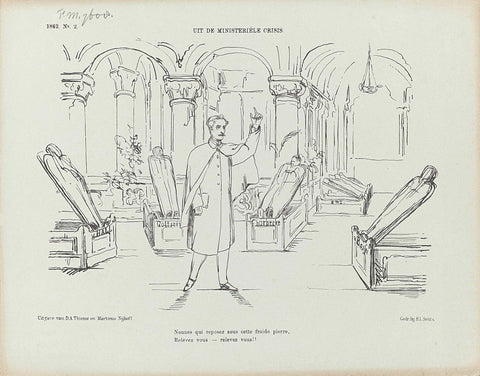 Cartoon on the ministerial crisis, 1862, Johan Michaël Schmidt Crans, 1862 Canvas Print