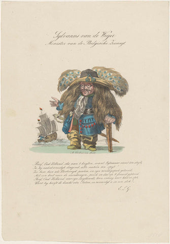 Cartoon on Sylvain Van de Weyer, ca. 1830, Albertus Verhoesen, 1830 Canvas Print