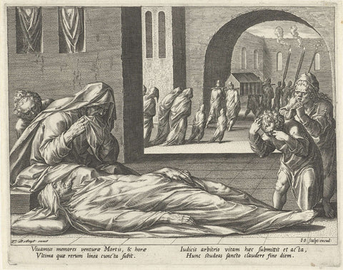 Death as one of the four extremes, Johann Sadeler (I), 1560 - 1600 Canvas Print