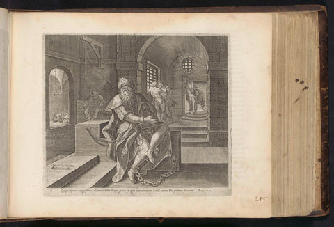 King Manasseh in prison, anonymous, Maerten de Vos, 1643 - 1646 Canvas Print