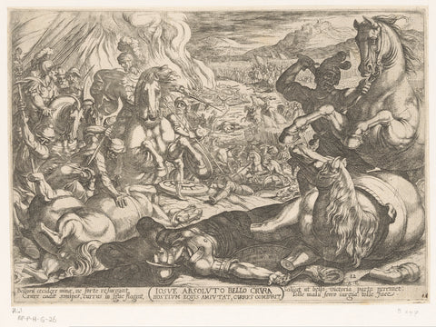 Joshua paralyzes the horses and burns the chariots of the nations, Antonio Tempesta, 1613 Canvas Print