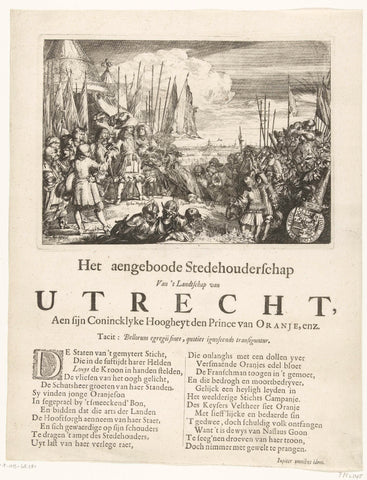 The stadholdership of Utrecht offered to William III, 1673, anonymous, 1673 Canvas Print