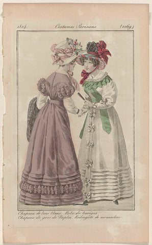 Journal des Dames et des Modes, Costumes Parisiens, 10 October 1824, (2269): Chapeau de bois blanc (...), anonymous, 1824 Canvas Print