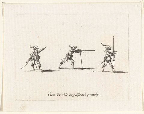 Exercises with a musket: preparations for firing a musket, Jacques Callot, 1635 Canvas Print