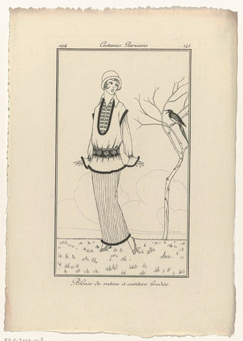 Journal des Dames et des Modes, Costumes Parisiens, 1914, No. 145 : Blouse de ratin (...), anonymous, 1914 Canvas Print