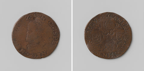 Philip II, King of Spain, calculation medal of the Court of Auditors of Flanders in Lille, anonymous, 1572 Canvas Print