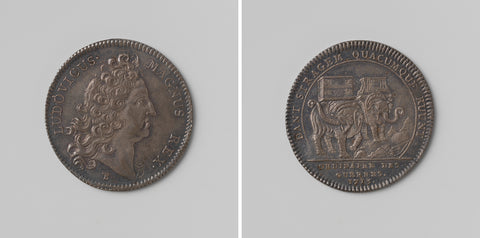 Conquest of Douai, Quesnoy and Bouchain, arithmetic medal minted in honour of Louis XIV, King of France, Thomas Bernard, 1713 Canvas Print