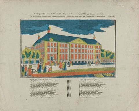 Image of the Lutheran orphan and old men's and women's house, on 't Weesper-veld, in Amsterdam / Vue de l'hospice Luthérien pour les Orphélins et les Viellards des deux sexes, au Weesperveld, à Amsterdam, Hermanus Numan, 1800 - 1833 Canvas Print