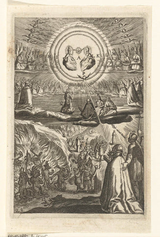 Emblem with man who must choose whether he will serve God or the devil, Boetius Adamsz. Bolswert, 1623 Canvas Print