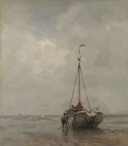 Bluff-bowed Fishing Boat on the Beach at Scheveningen, Jacob Maris, c. 1885 Canvas Print