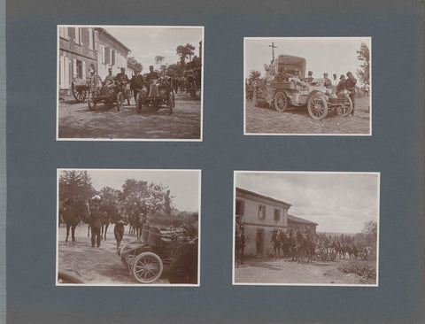 Car with soldiers in front of a crucifix in France, anonymous, 1902 Canvas Print