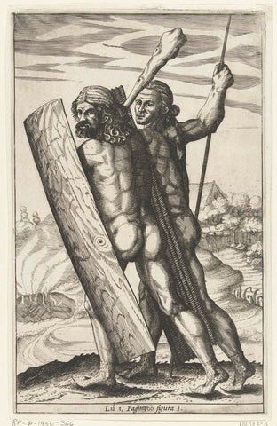 Two Germanic warriors, figura I, Nicolaes van Geelkercken (attributed to), 1614 - 1616 Canvas Print