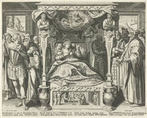 Bed with the Bride of Christ, Johann Sadeler (I), 1590 Canvas Print