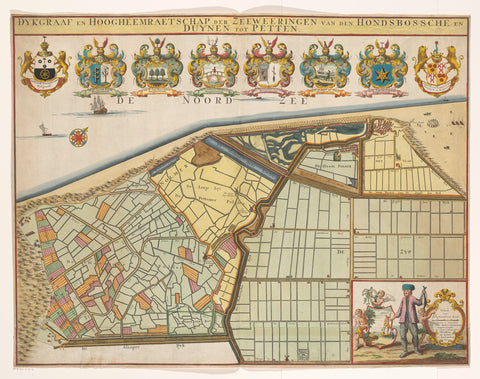 Map of the Hondsbossche Zeewering and the dunes near Petten, Hendrik de Leth, 1773 - 1786 Canvas Print