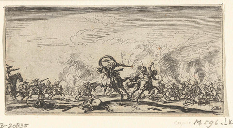 Cavalry battle with pistols, Jacques Callot, 1633 - 1680 Canvas Print