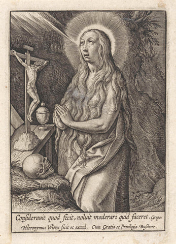 De boetvaardige Maria Magdalena, Hieronymus Wierix, 1563 - before 1619 Canvas Print