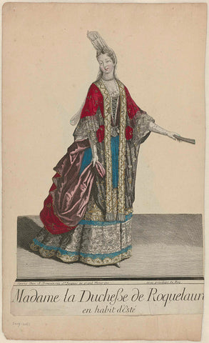 Madame la Duchesse de Roquelaur en habit d'Esté, anonymous, 1695 - 1697 Canvas Print