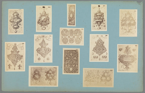 Thirteen photo reproductions of ornament prints, anonymous, c. 1875 - c. 1900 Canvas Print