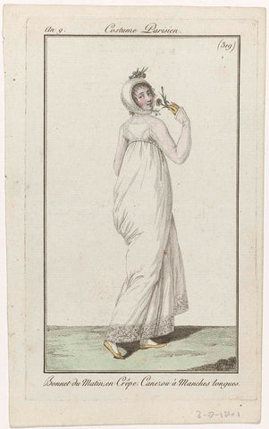 Journal des Dames et des Modes, Costume Parisien, 3 August 1801, Year 9, (319) : Bonnet du Matin (...), anonymous, 1801 Canvas Print