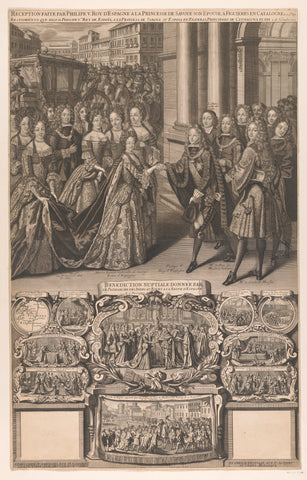 Reception of the Princess of Savoy by her pumping station Philip V of Spain, anonymous, 1701 - 1702 Canvas Print