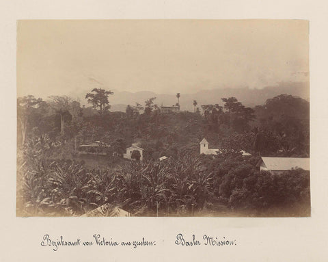 Exterior of a district building seen from Victoria (Cameroon) with on the right a church of the Basler Mission, anonymous, 1899 Canvas Print