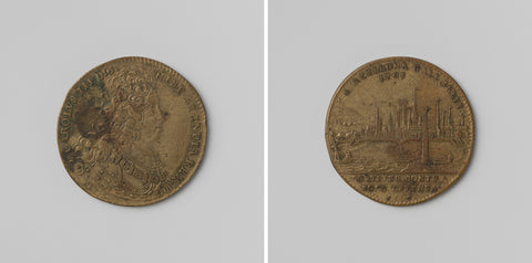 Capture and relief of Barcelona, arithmetic medal struck in honor of Charles III, king of Spain, anonymous, 1706 Canvas Print