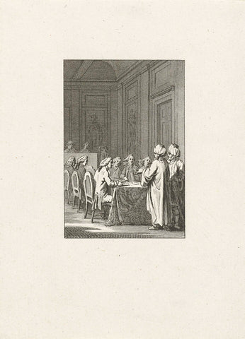 Hearing of the Moroccan envoy, 1759, Reinier Vinkeles (I), 1780 - 1795 Canvas Print