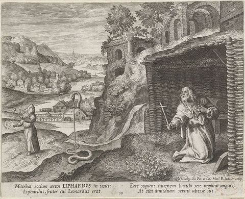 Saint Liphardus as a Hermit, Raphaël Sadeler (I), 1600 Canvas Print