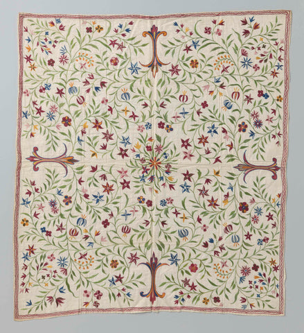 Rug of oriental textiles with embroidery, c. 1800 - c. 1899 Canvas Print