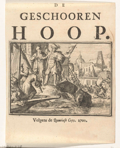 Title page for the pamphlet: De Geschooren Hoop, 1702, Romeyn de Hooghe, 1702 Canvas Print