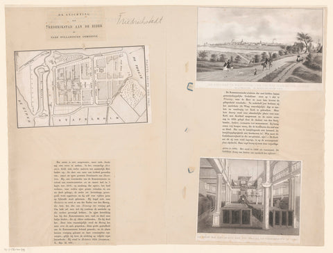 Sheet with a map of and two faces on Friedrichstadt and text about Johan de Haen, Desiré Heyse, 1842 - 1887 Canvas Print