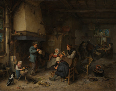 Peasants in an Interior, Adriaen van Ostade, 1661 Canvas Print