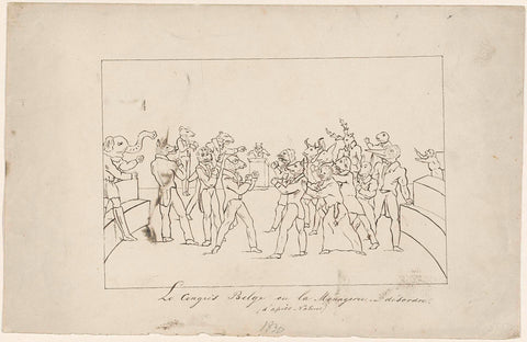 Cartoon on the disagreement in the Belgian National Congress about electing a king, 1831, anonymous, 1831 Canvas Print