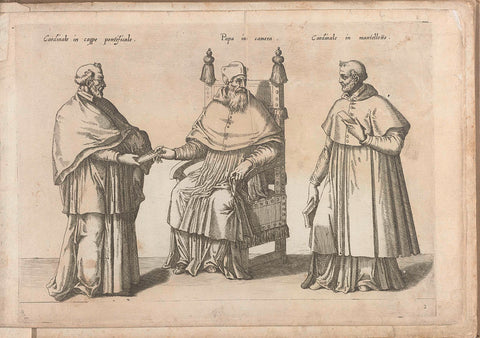 De paus and two cardinals, Bartolomeo Grassi, in or before 1585 Canvas Print