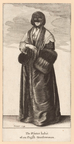 English lady in a winter suit, Wenceslaus Hollar, 1644 Canvas Print