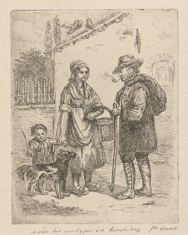 Farmer and farmer's farmer at farm, David van der Kellen (1804-1879), 1814 - 1879 Canvas Print