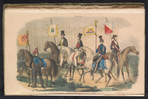 Kostumen and banners of the honour guards of Groningen, Leeuwarden and Utrecht, 1840-1842, unknown, 1840 - 1842 Canvas Print