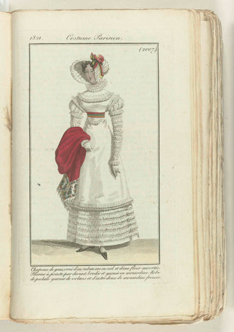 Journal des Dames et des Modes 1821, Costume Parisien, (2007): Chapeau de gaze..., anonymous, 1821 Canvas Print