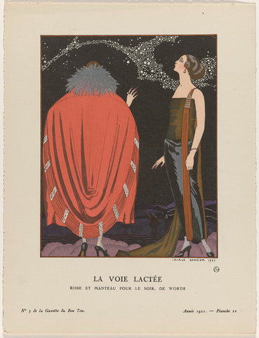 Gazette du Bon Ton. Art – Fashion & Frivolities: Evening Attire, George Barbier, 1921 Canvas Print