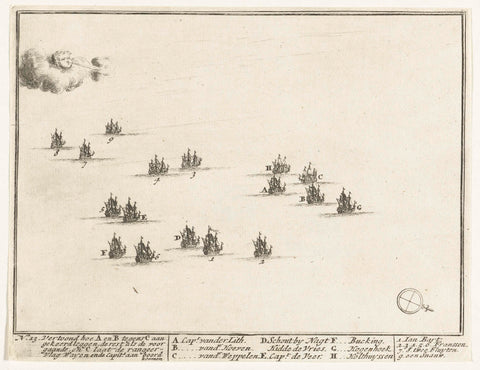 Naval battle between the Dutch and the French on the North Sea (plate 13), 1694, Adriaen Schoonebeek, 1694 Canvas Print