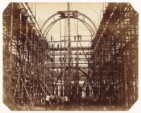 Construction work for the exhibition building of the 1862 International Exhibition in South Kensington, London, Benjamin L. Spackman (attributed to), c. 1861 - 1862 Canvas Print