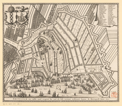 Map of Amsterdam, 1612, Pieter Hendricksz. Schut, 1662 - 1720 Canvas Print