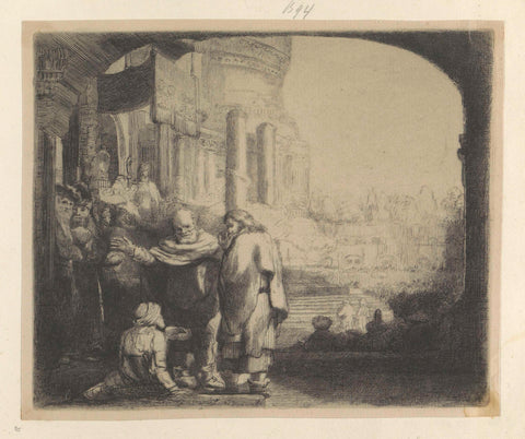 Petrus and Johannes heal a crippled at the Tempelpoort, Rembrandt van Rijn, 1807 - 1808 Canvas Print