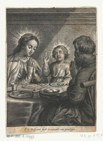 Holy Family Praying Before the Meal, Schelte Adamsz. Bolswert, 1596 - 1659 Canvas Print